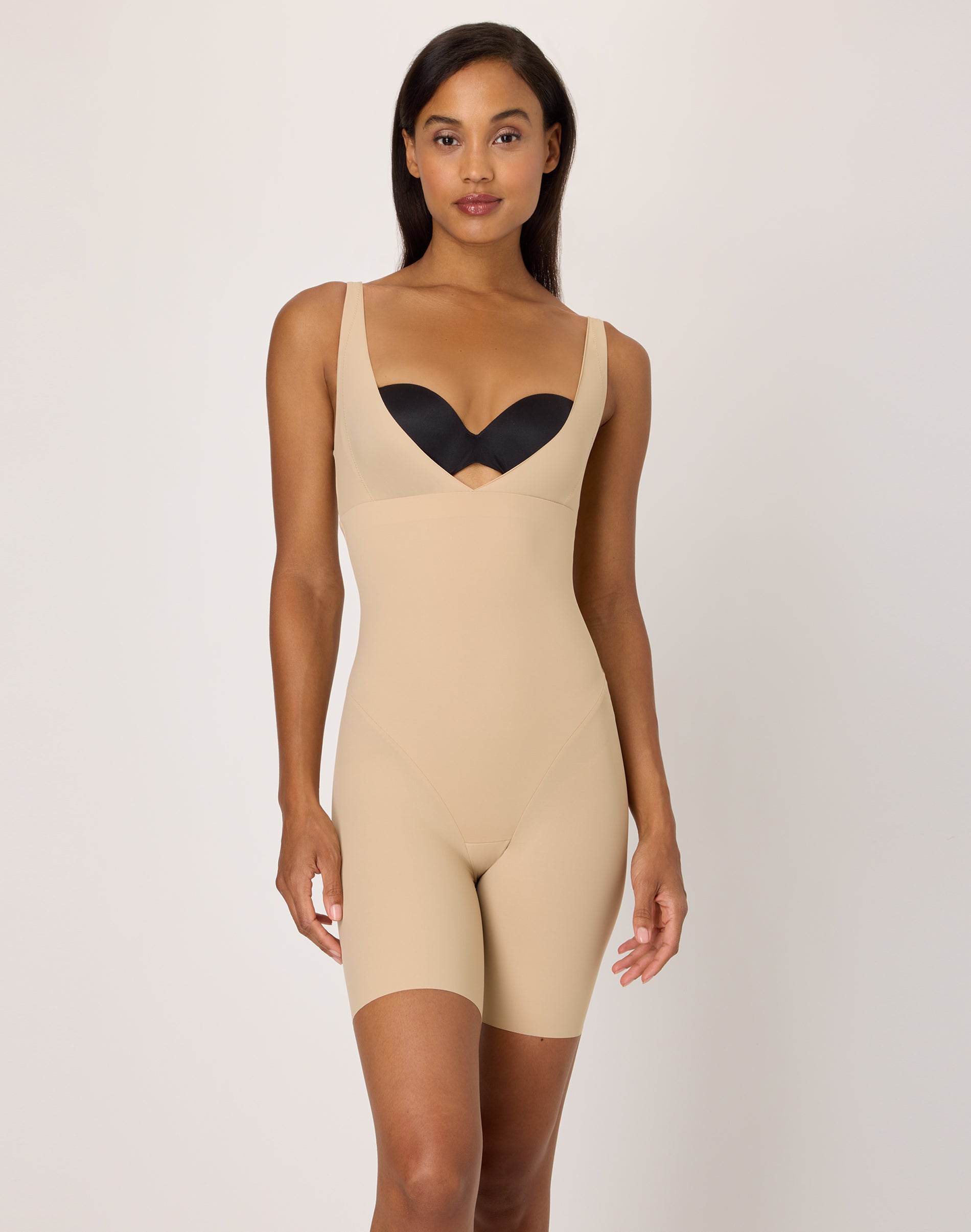 Maidenform Wear-Your-Own-Bra Tummy Control Shapewear Bodysuit, Anti-Static Fabric Body Beige M Women’s