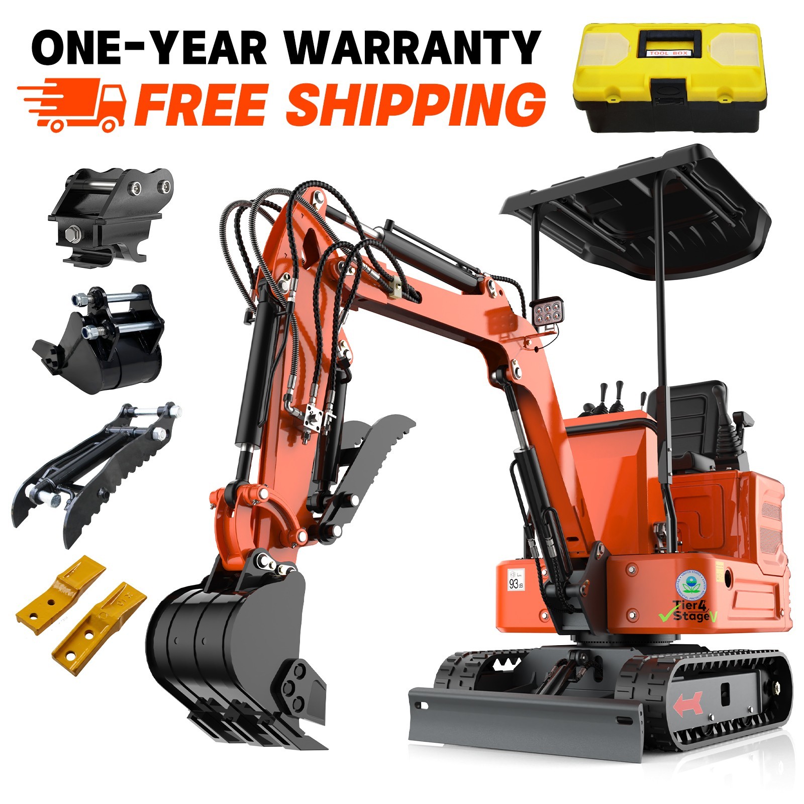 Mini Excavator  2000lb B&S Engine Hydraulic System  Hydraulic thumb Free toolbox