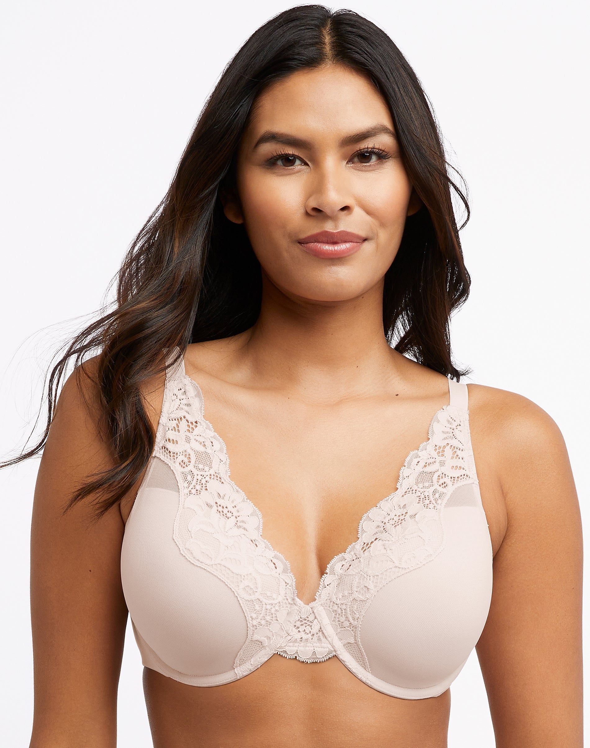 Bali One Smooth U Comfort Stretch Lace Underwire Bra Sandshell 36D Women’s