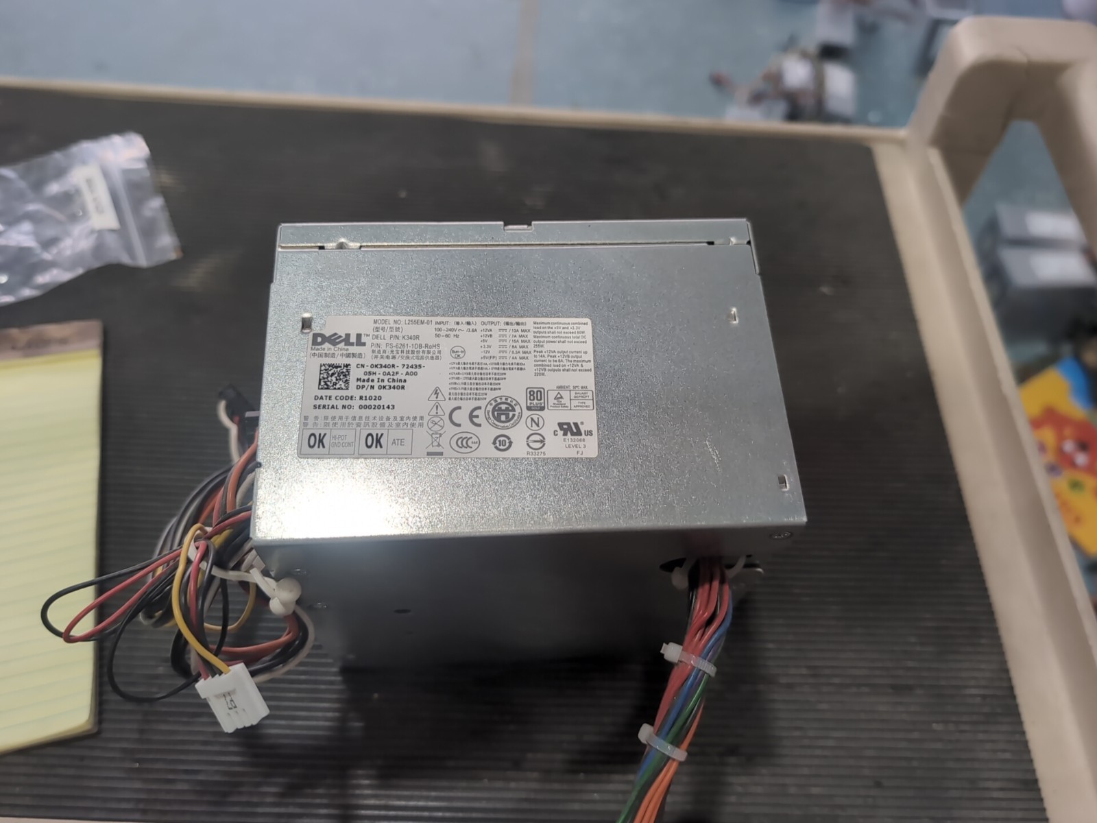 Dell Optiplex 980 MT Power Supply L255EM-01 PS-6261-1DB-R0HS K340R 0K340R  PSU