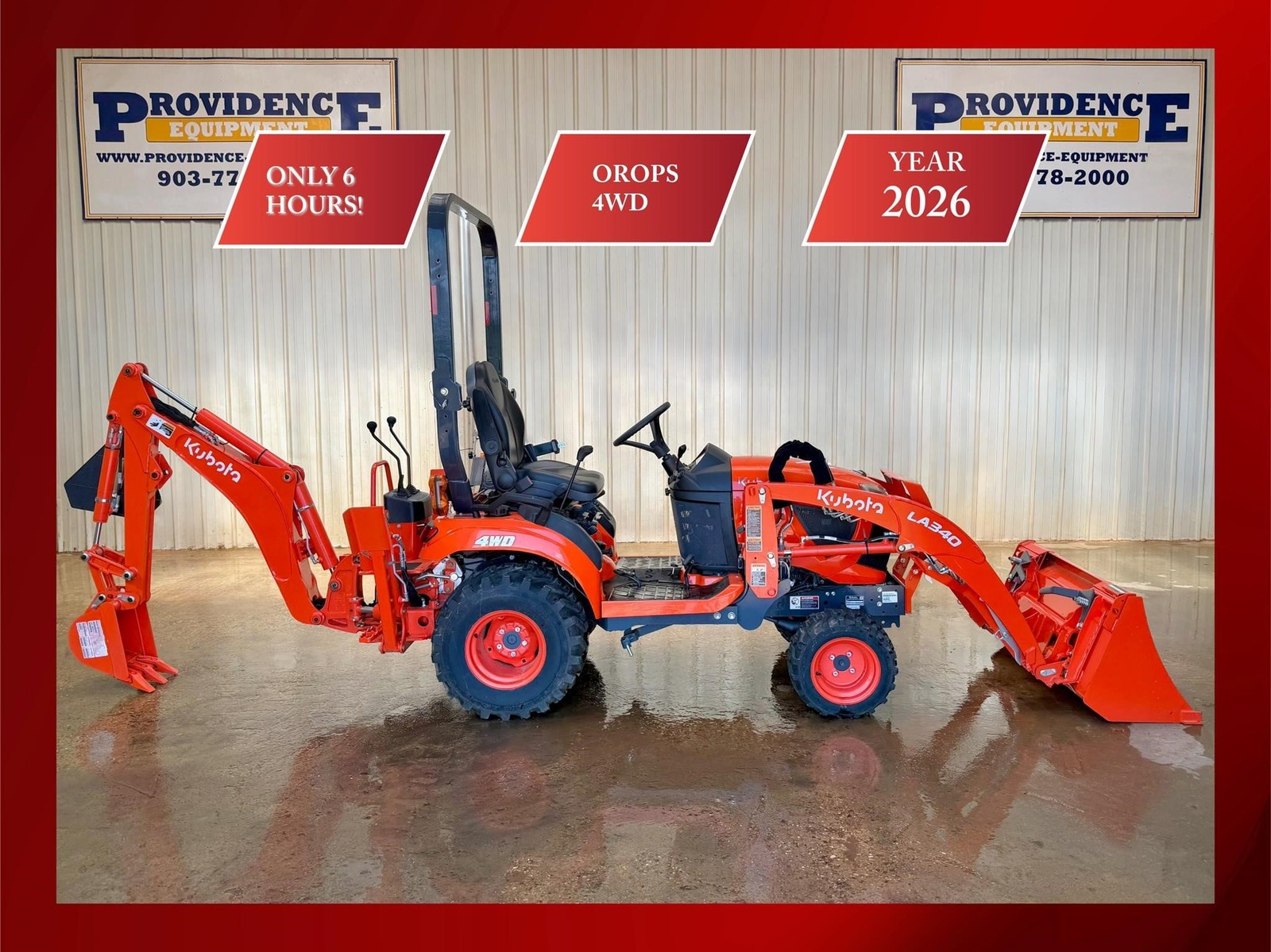 2026 KUBOTA BX23 4WD, OROPS LOADER BACKHOE TRACTOR WITH LOW HOURS!