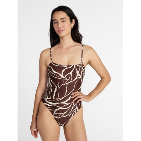 Time and Tru Women’s and Women’s Plus Lace Up One Piece Swimsuit, Sizes XS-3X
