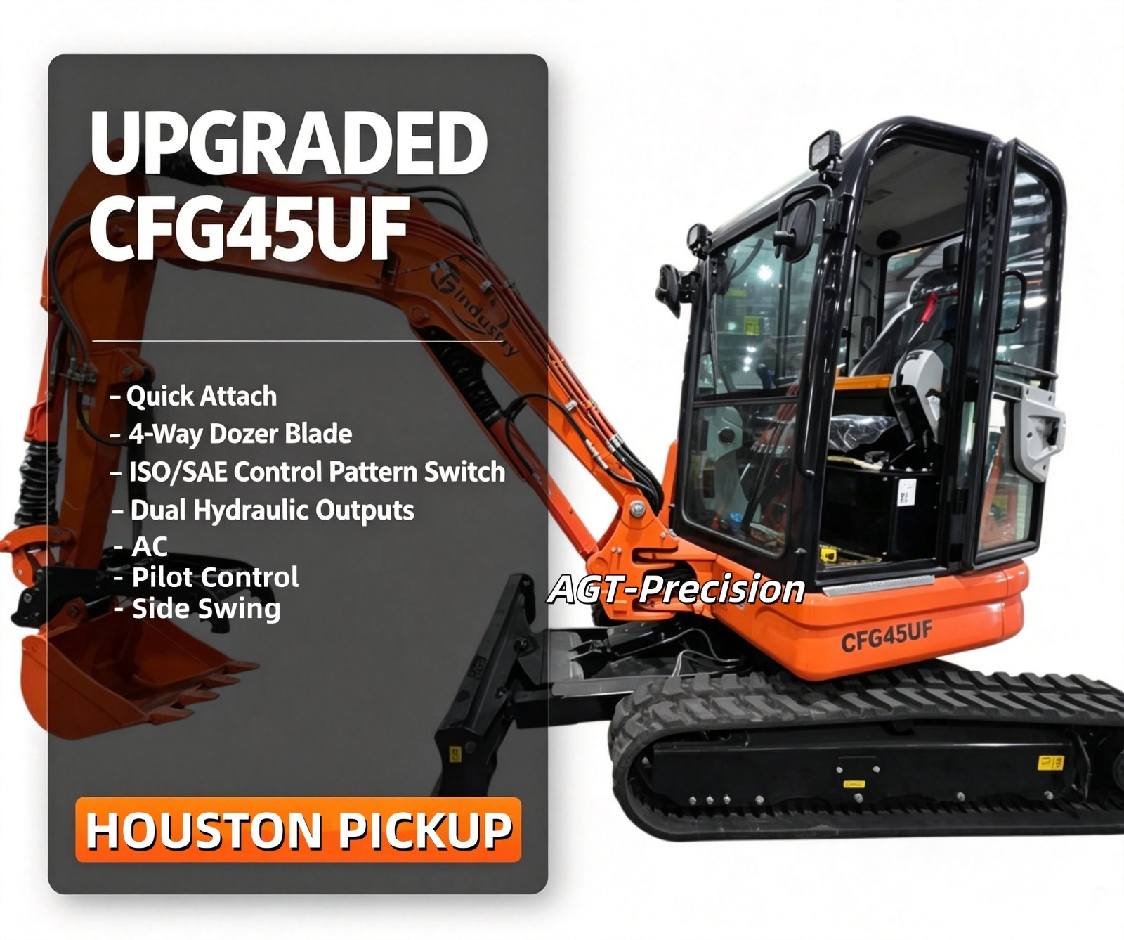 4 Ton CFG45UF Excavator Kubota Diesel Engine AC Quick Attach Hydraulic Thumb
