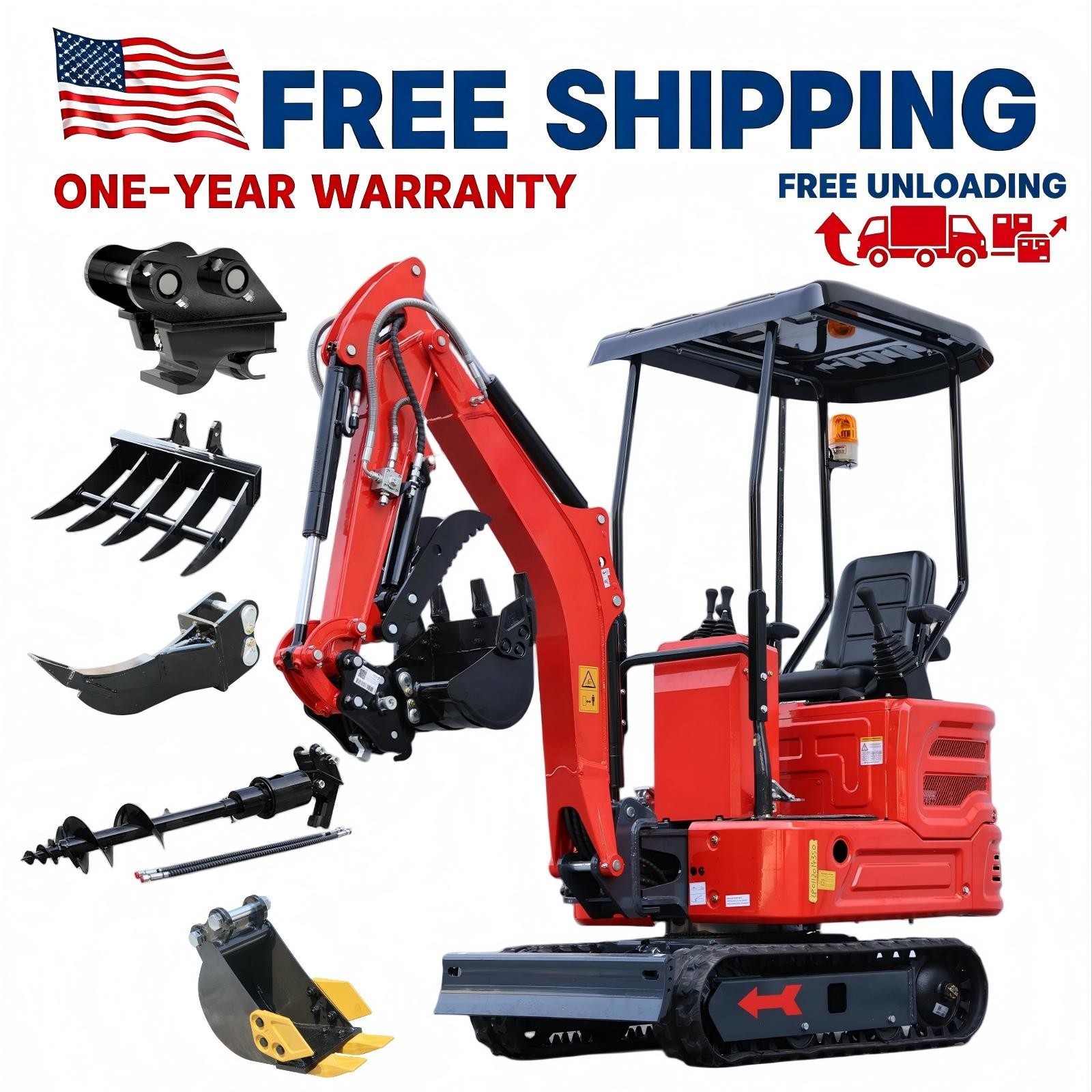 1.4 TMini Excavator Kubota Z482 Side Swing  Pilot System 5 Attachment FREE SHIP