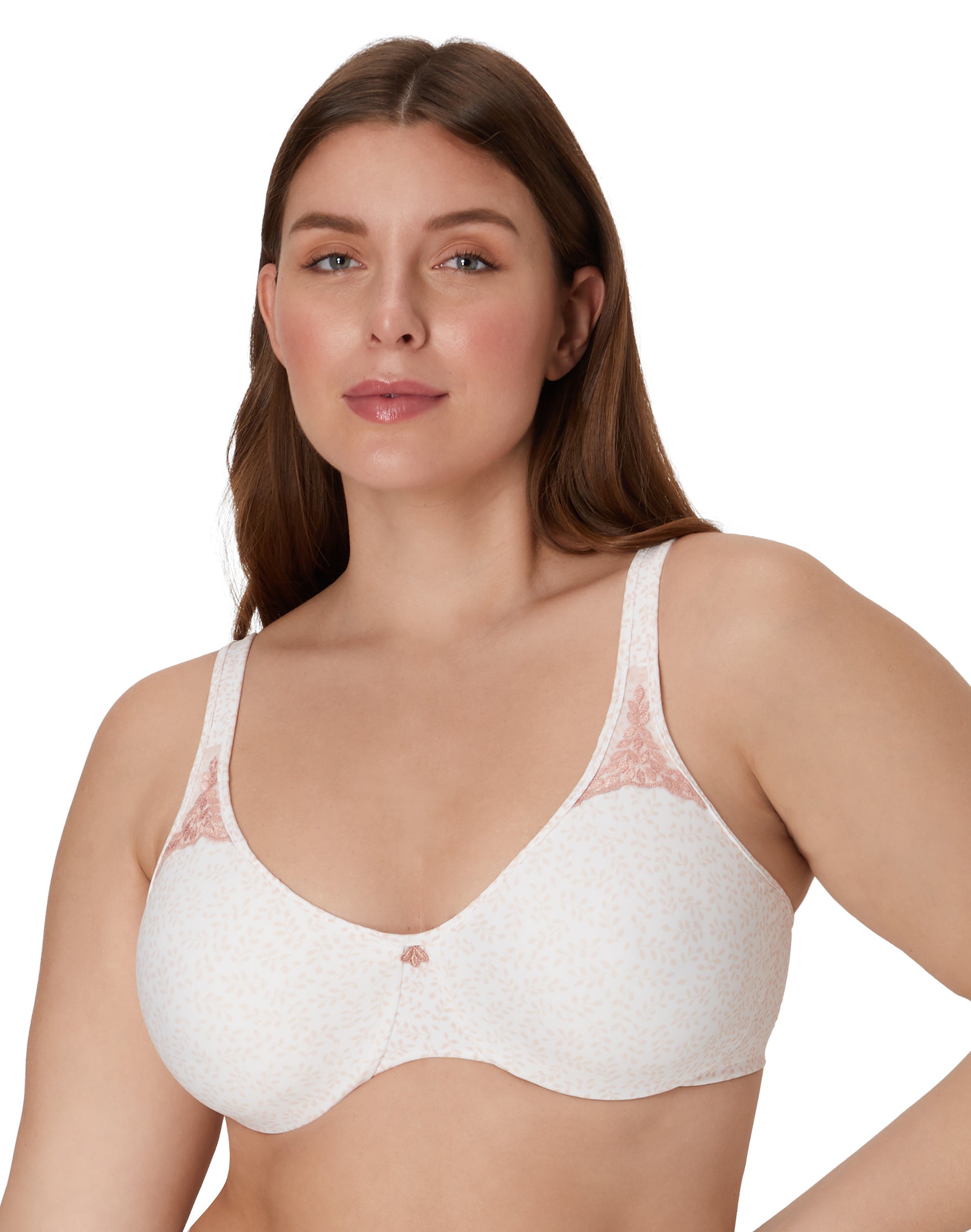 Bali Passion for Comfort Underwire Minimizer Bra Pink Leaf Print 42D Women’s
