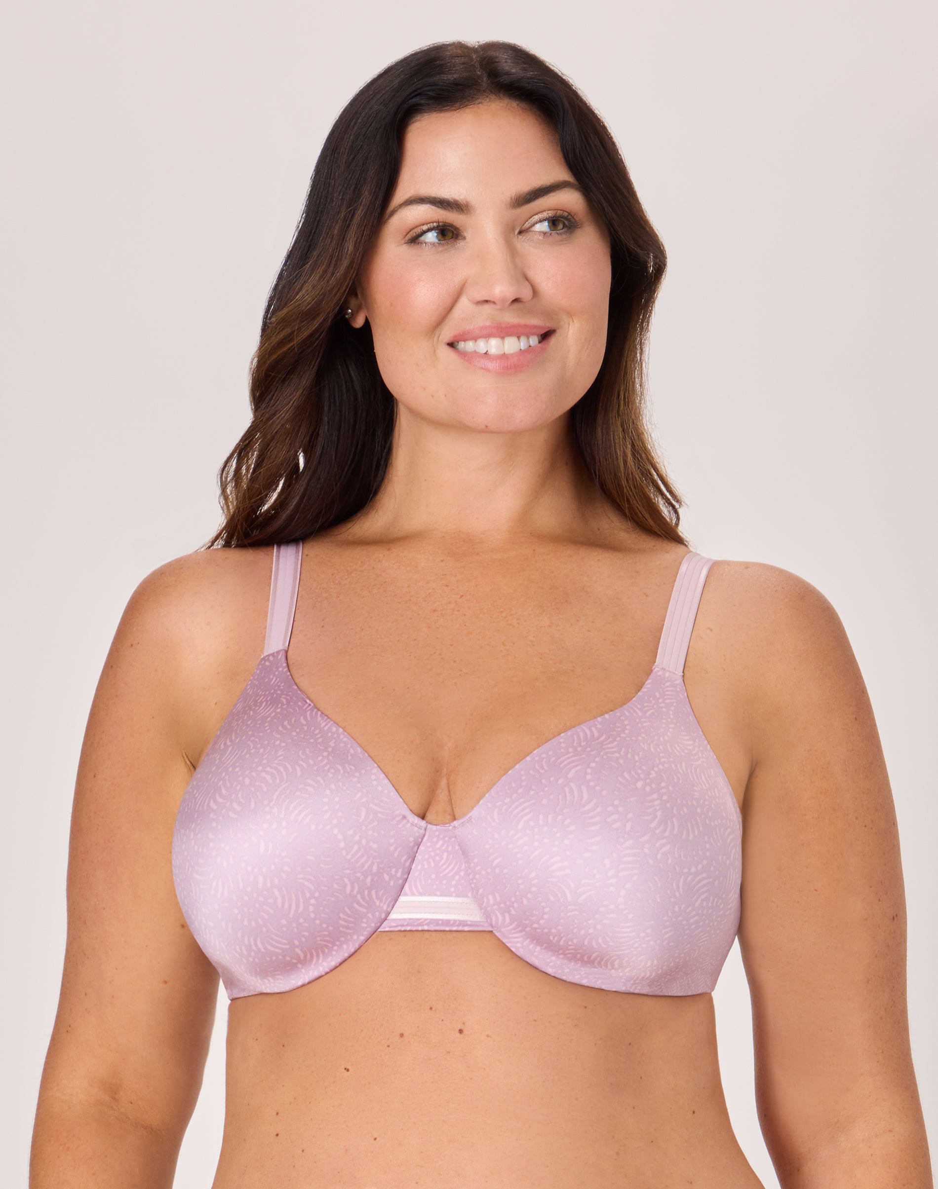 Bali One Smooth U Smoothing & Concealing Underwire Bra Afterglow Purple Mauve Print 36DD Women’s