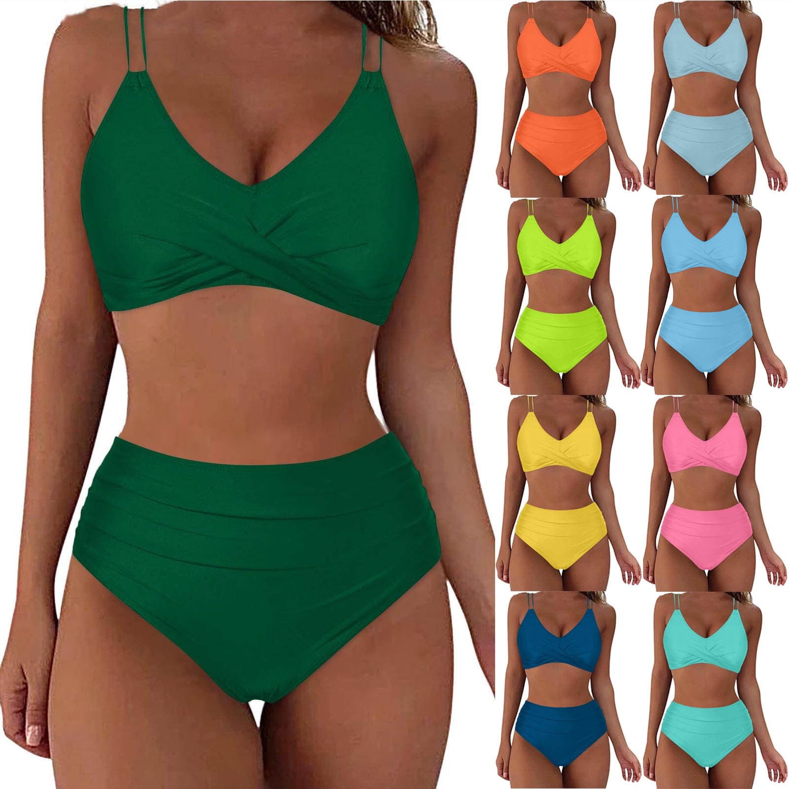 Bixock Swimsuit for Women,Bikinis Sets for Women,Women’s Swimsuit Solid Color Bikini 2 Piece Set with Padded Bra No Underwire Swimsuit and Shorts