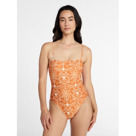 Time and Tru Women’s Lace Up One Piece Swimsuit, Sizes XS-3X