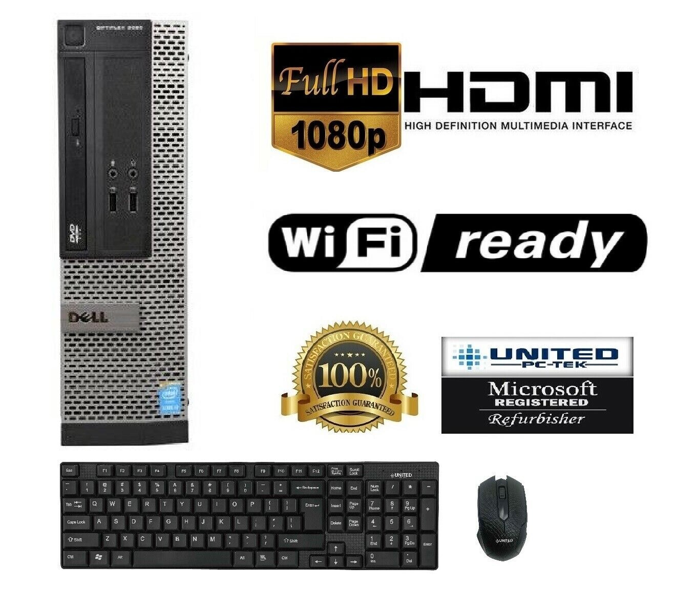 Dell Optiplex Windows 10 Pro Core I5 Quad Core 1TB, 8GB HDMI/VGA WiFi