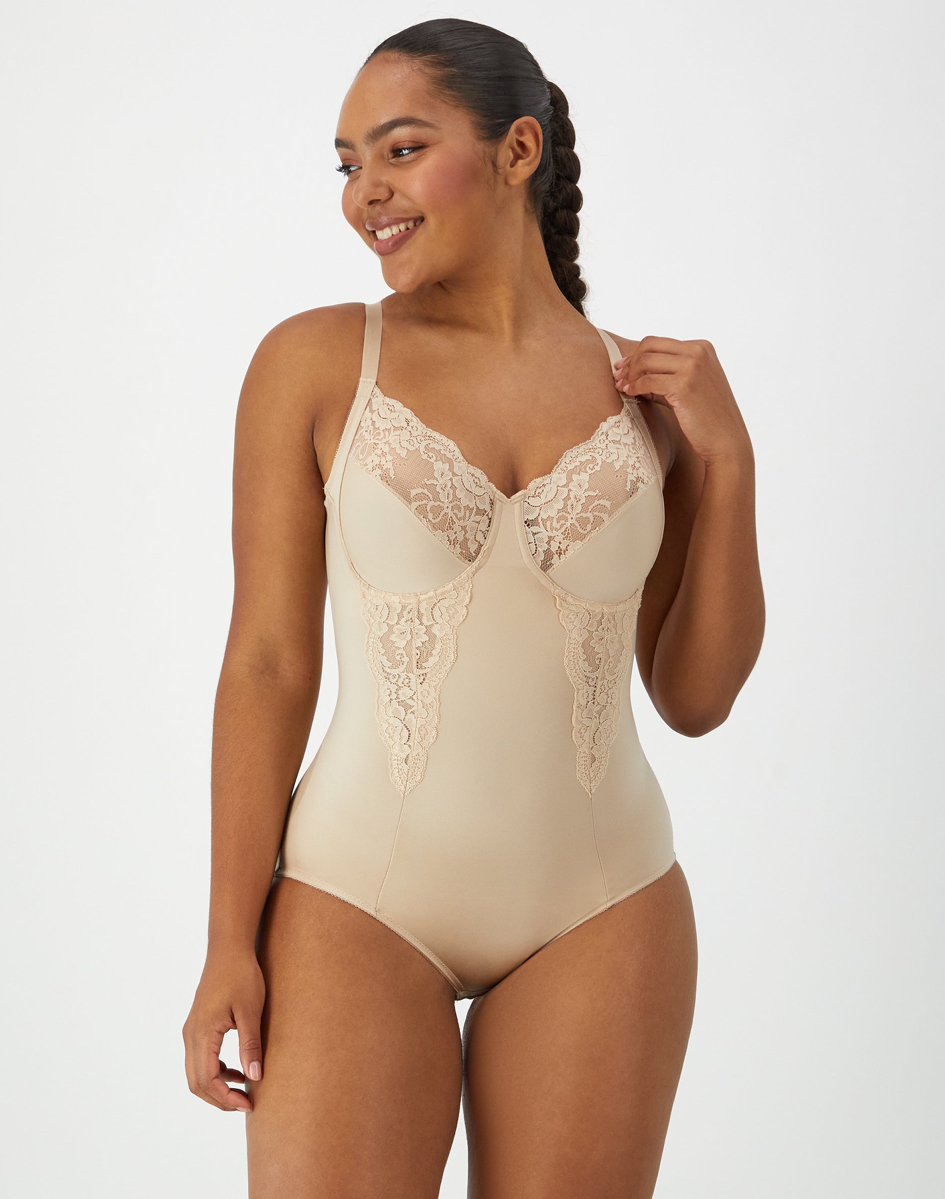 Maidenform Ultra-Firm Tummy Control Shapewear Bodysuit with Built-In Underwire Bra Paris Nude 40D Women’s