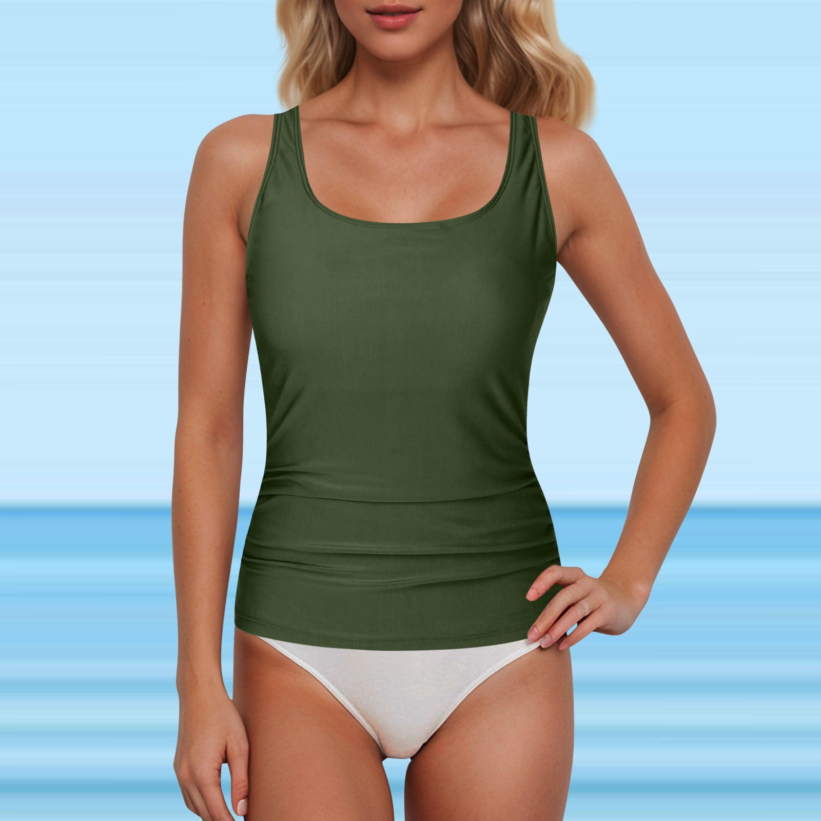 Tankini Tops for Women Lace Up Swimwear Tops Underwire Full Coverage Bikini Top Push Up Swim Crop Top Tie Back Tops Bathing Suit Swim Bra L
