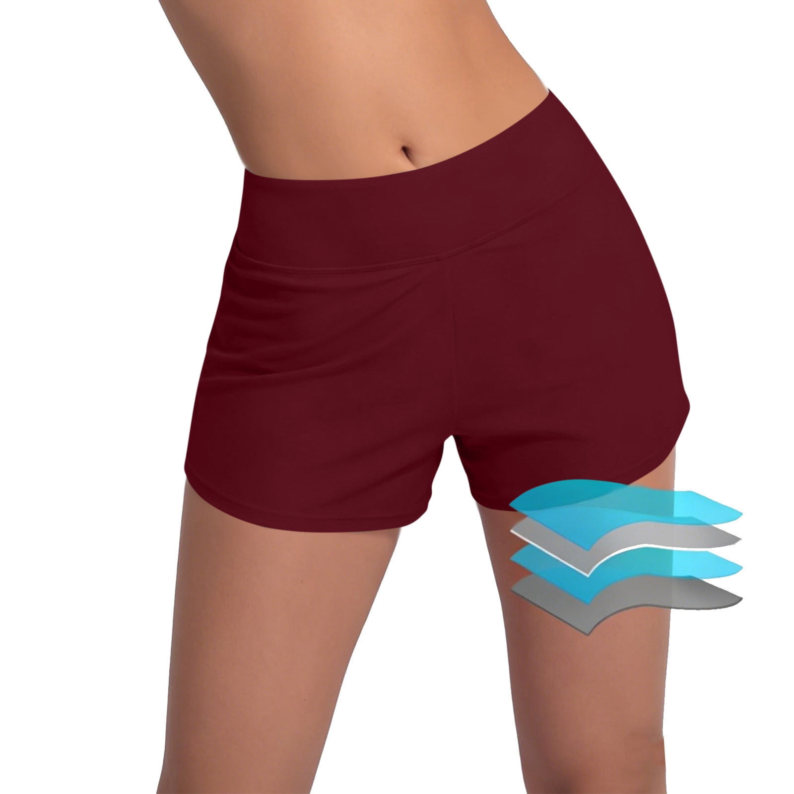 BLVB Swim Shorts Womens Stretchy Sporty Beach Bathing Suit Bottoms Boyshorts Swimsuit Board Shorts