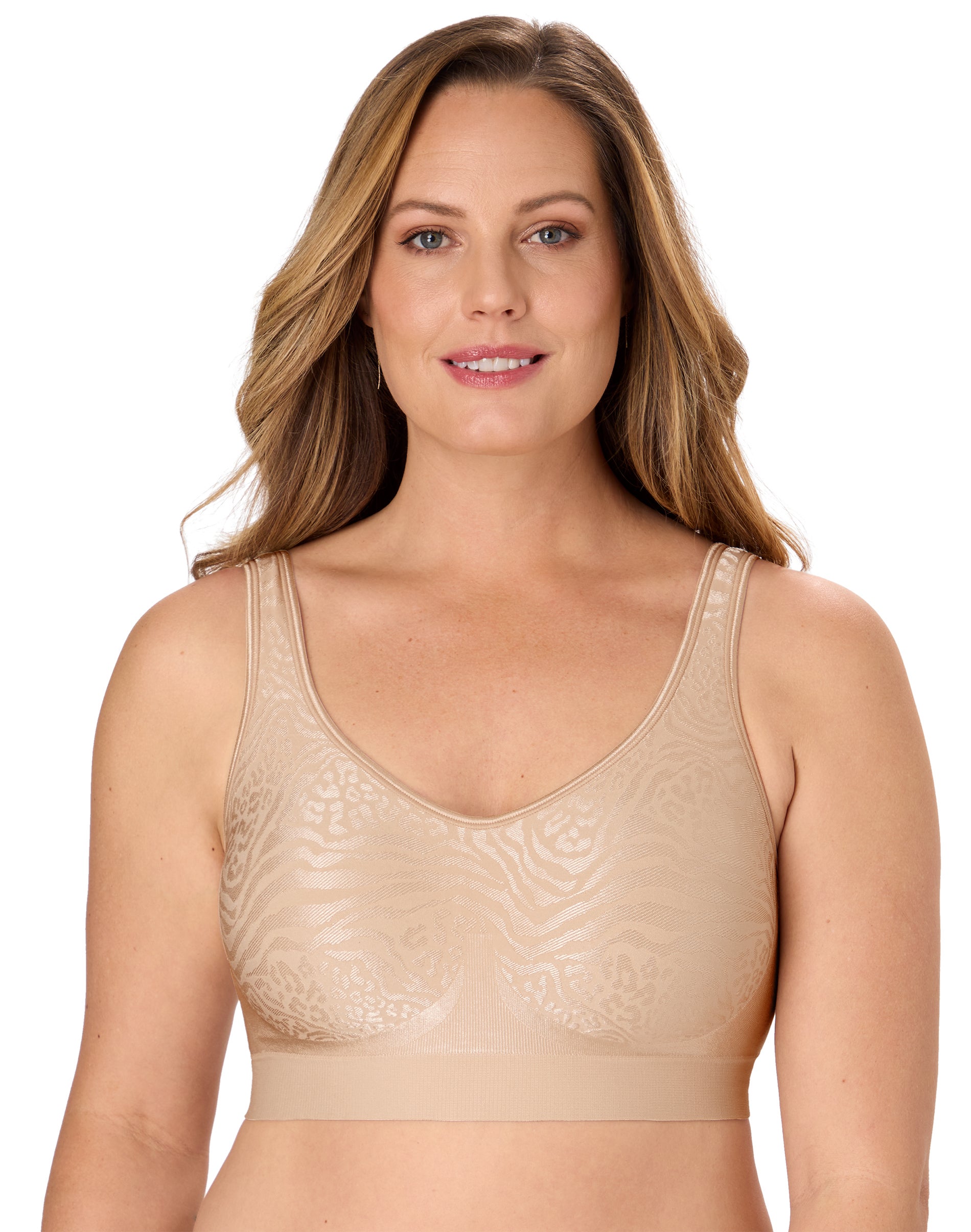 Bali Comfort Revolution ComfortFlex Fit Shaping Wireless Bra Almond Mixed Animal XL Women’s