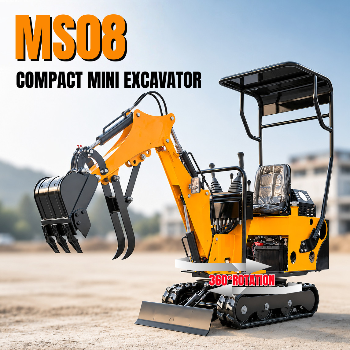 MS08 Compact Mini Excavators For Sale 13.5HP EPA Engine Small Digger