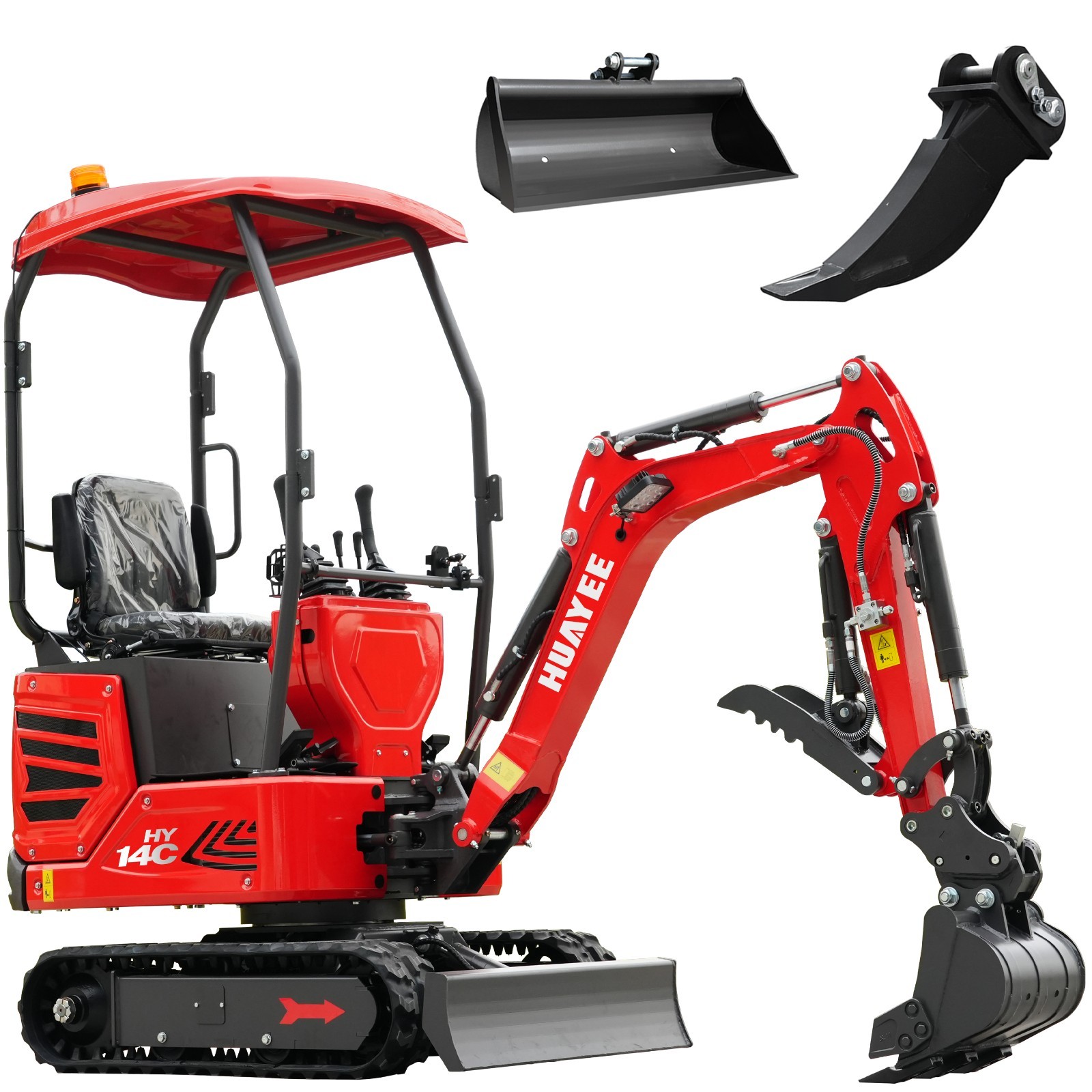 HY14C+800MM Bucket+Ripper 1.4Ton Mini Excavator 13.5hp Gas B&S Engine Side Swing