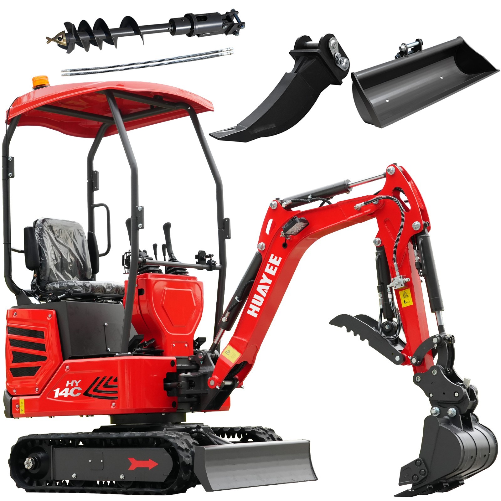 FREE SHIP 1.4Ton Mini Excavator+800MM Bucket+Ripper+Auger 13.5hp GasB&S Engine