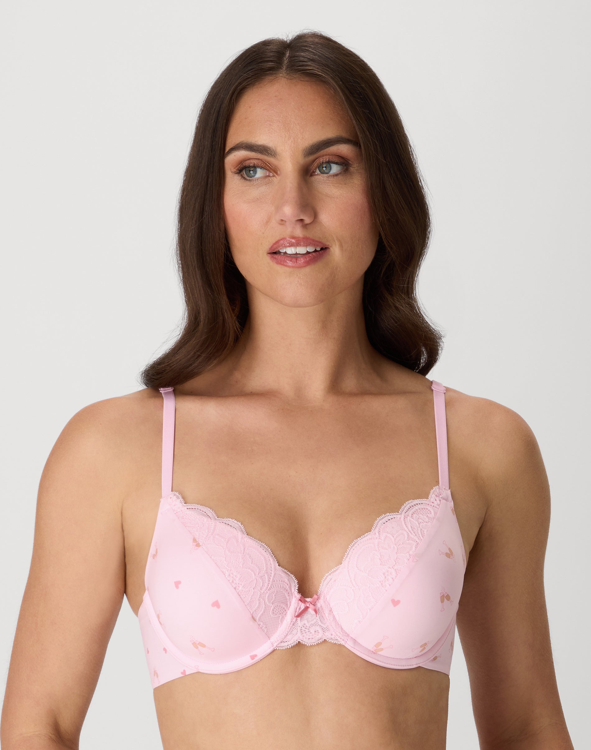 Maidenform Comfort Devotion Convertible Underwire Bra, Full Coverage Pink Champagne Wishes Print 40C Women’s
