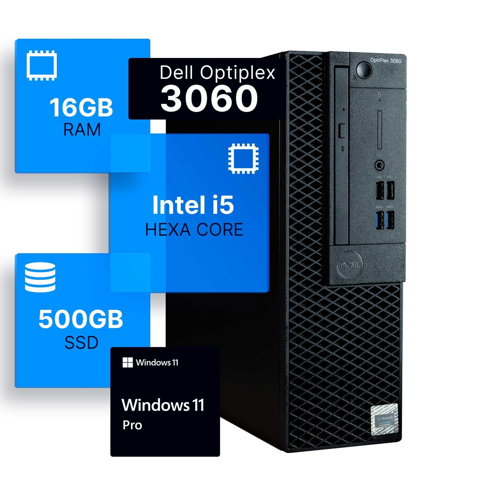 Dell Optiplex 3060 Desktop | Intel i5-8500 3.2 | 16GB DDR4 RAM | 500GB SSD