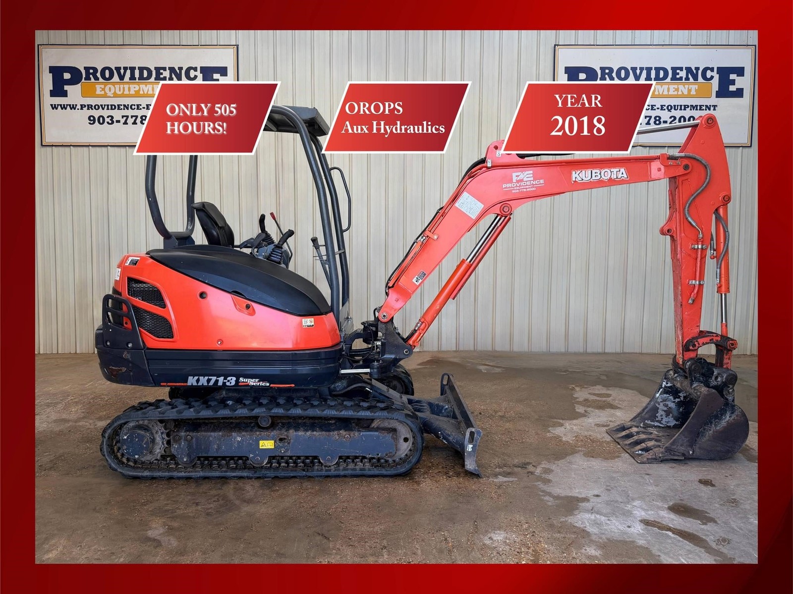 2018 KUBOTA KX71-3 OROPS MINI COMPACT TRACK EXCAVATOR