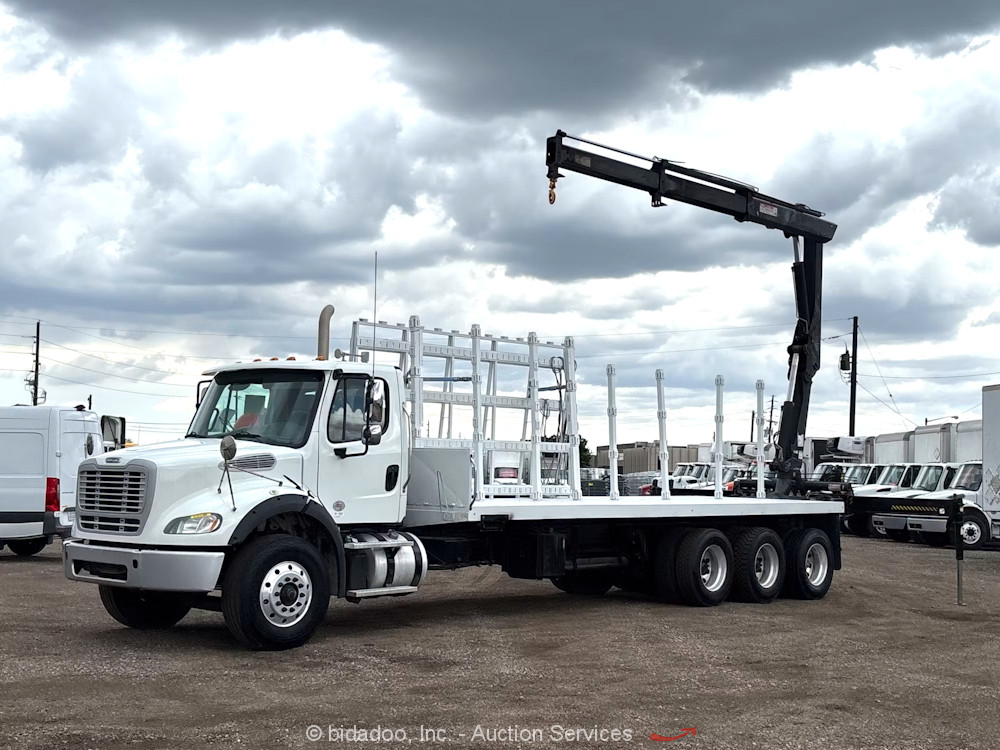 2017 Freightliner M2112 26′ Tri/A Flatbed HIAB Knuckle Boom Crane Truck bidadoo