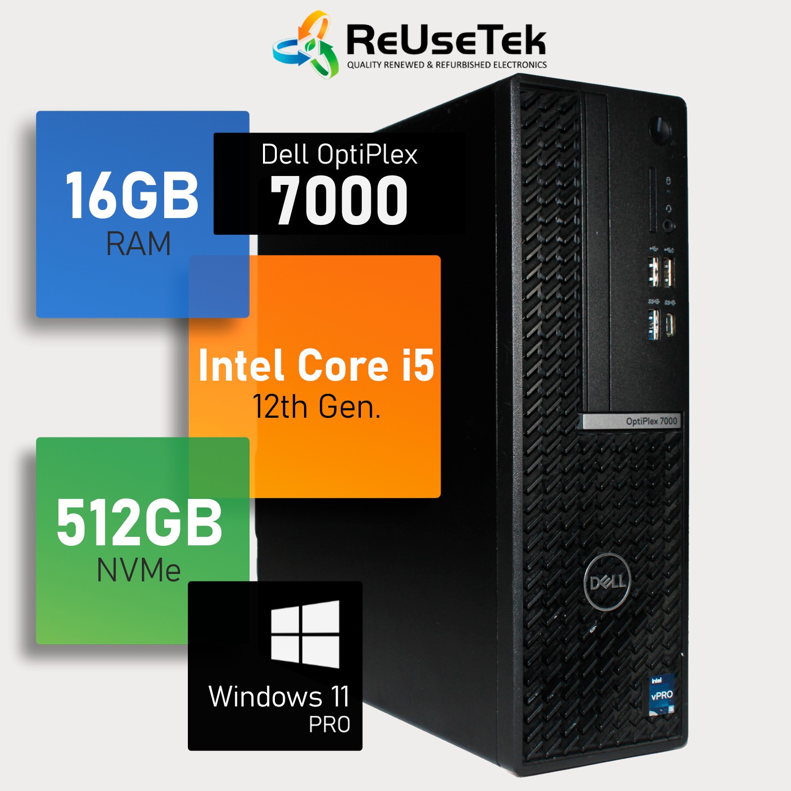Dell Optiplex 7000 SFF Intel i5-12600 16GB RAM 512GB NVMe SSD WiFi+BT Win 11 Pro