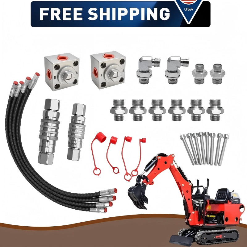 2 PCS 3 Way Hydraulic Diverter Valve 1-1.8T Mini Excavator Quick Couplers Kit