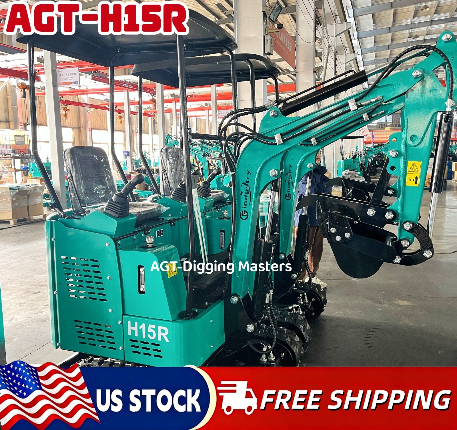 AGT H15R 13.5HP Rato R420D Engine Mini Excavator Digger Smooth Pilot Control