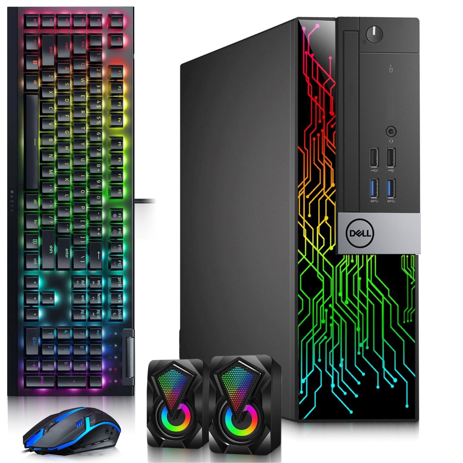 Dell 3040 RGB Gaming PC i5-6th 8GB 512GB SSD AMD RX-550 RGB-KB&M & Speaker Win11