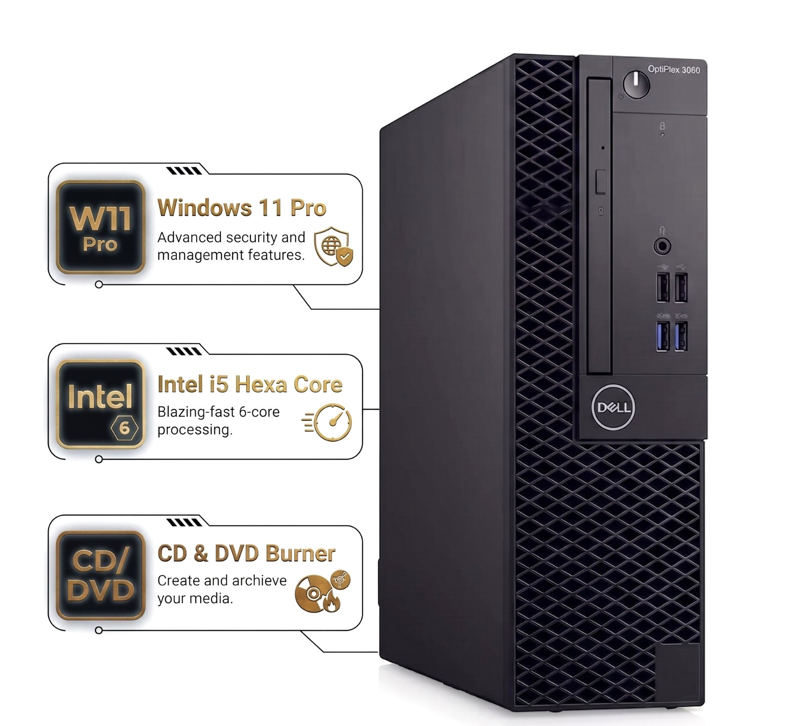 Dell OptiPlex Desktop PC: Intel i5-8500! 16GB RAM – 512GB SSD! Windows 11 Pro!