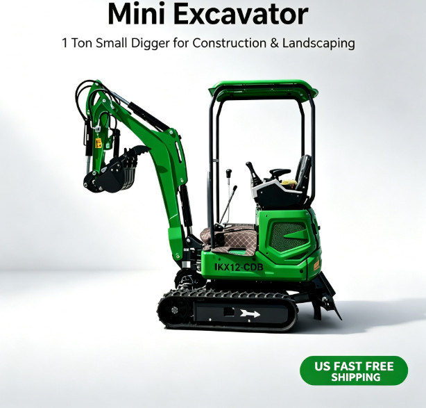 AGT KX12-CDB 1Ton 13.5HP Mini Excavator w/ Retractable Tracks & Pilot Control