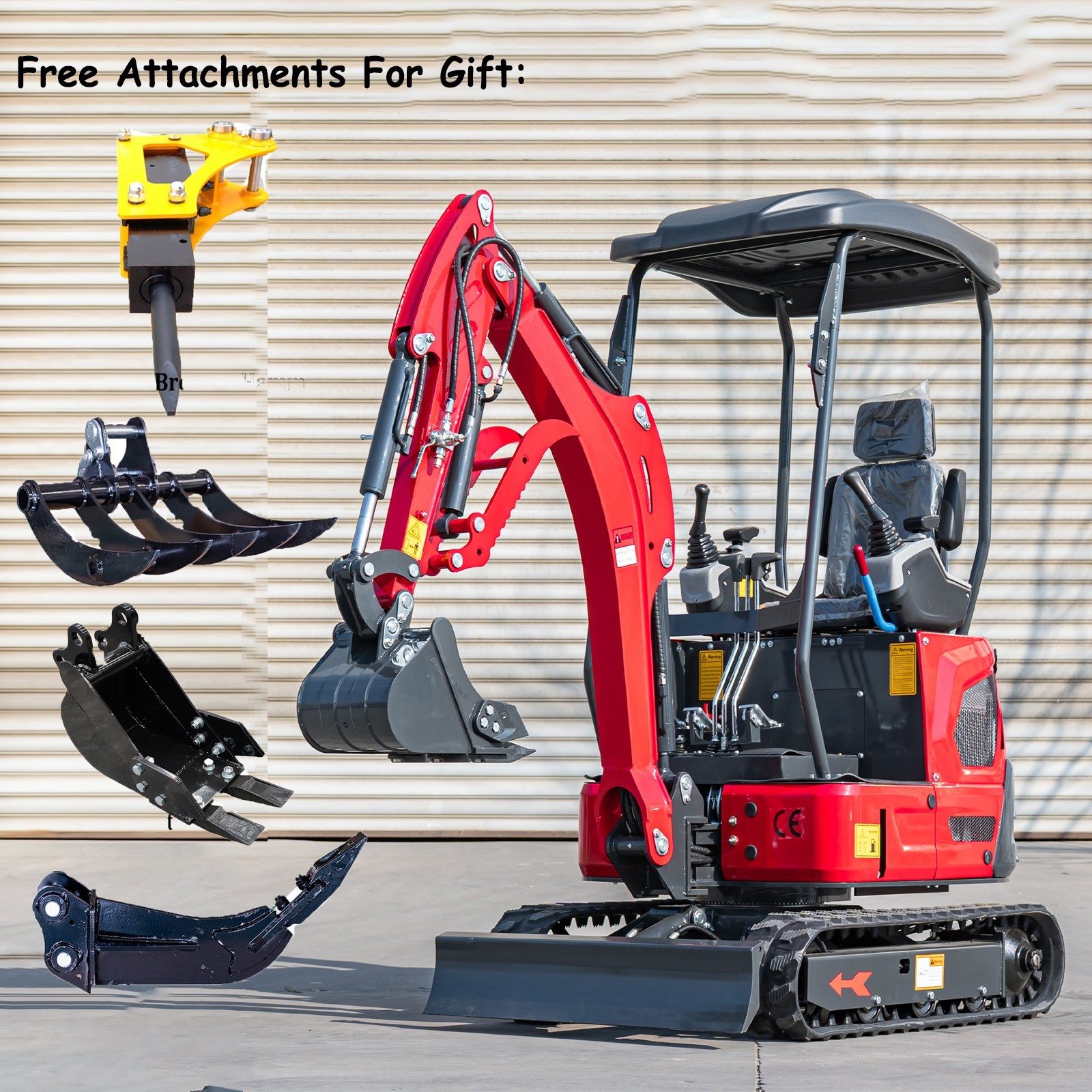 Free Ship 4000lbs Mini Excavator SideSwing Diesel Kuobta D722 with 4 attachments