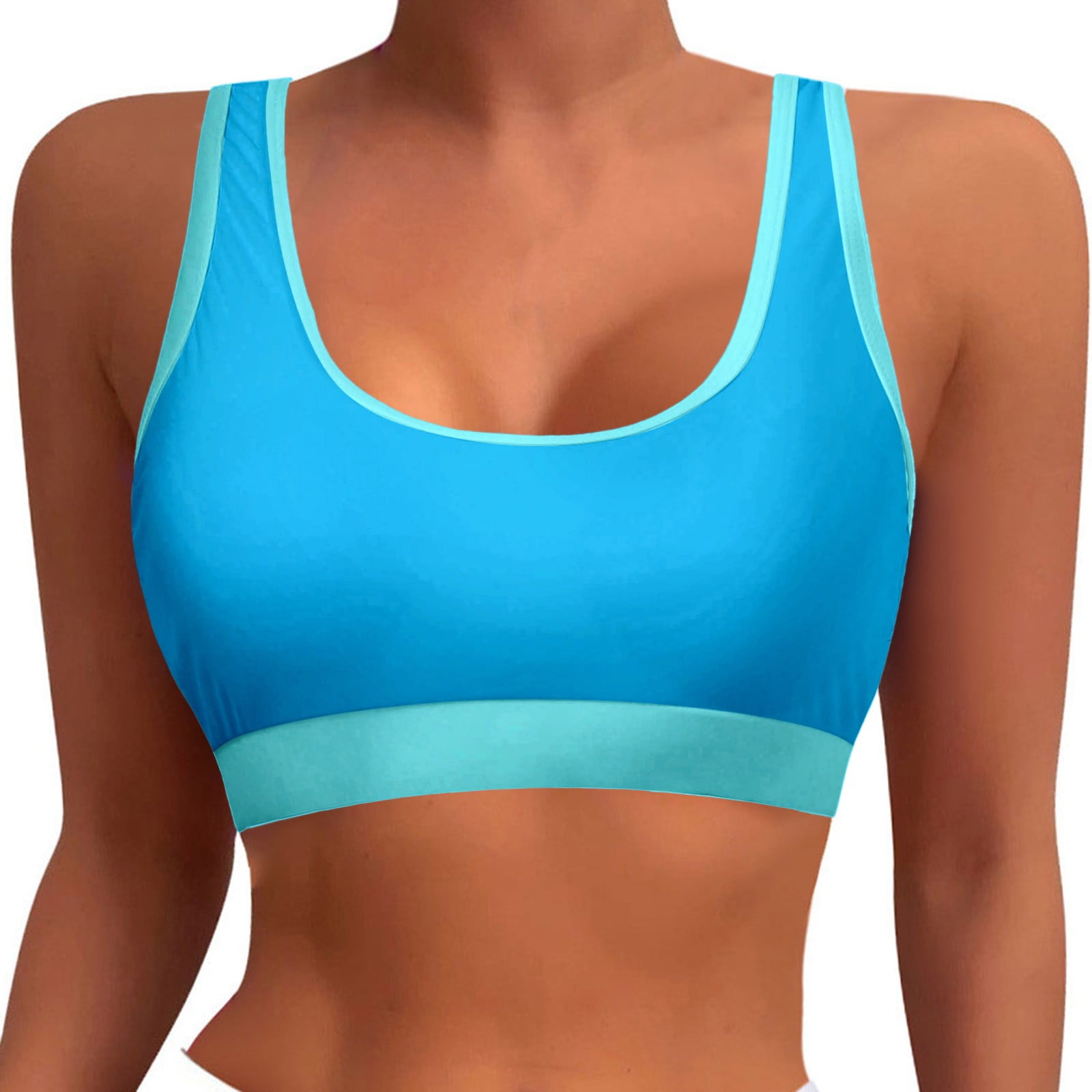 XAOFW Women’s Bra Bikini Tops Racerback Swim Top Bathing Suits Top Padded Crop Tops Swimsuit Swimming Training Cozy Swimwear Tops