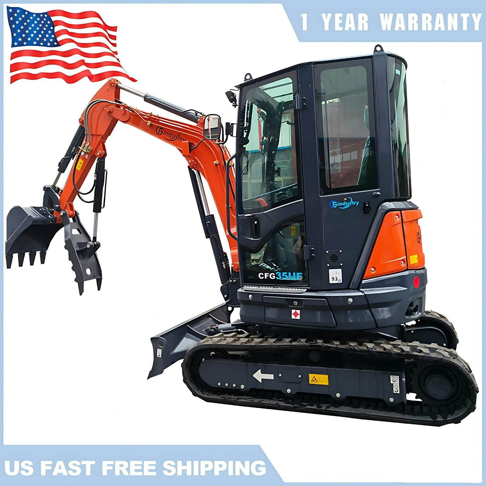 35UF 2.8 Ton Mini Tracked Excavator 20.6HP Diesel Kubota D0015 Engine CFG Digger