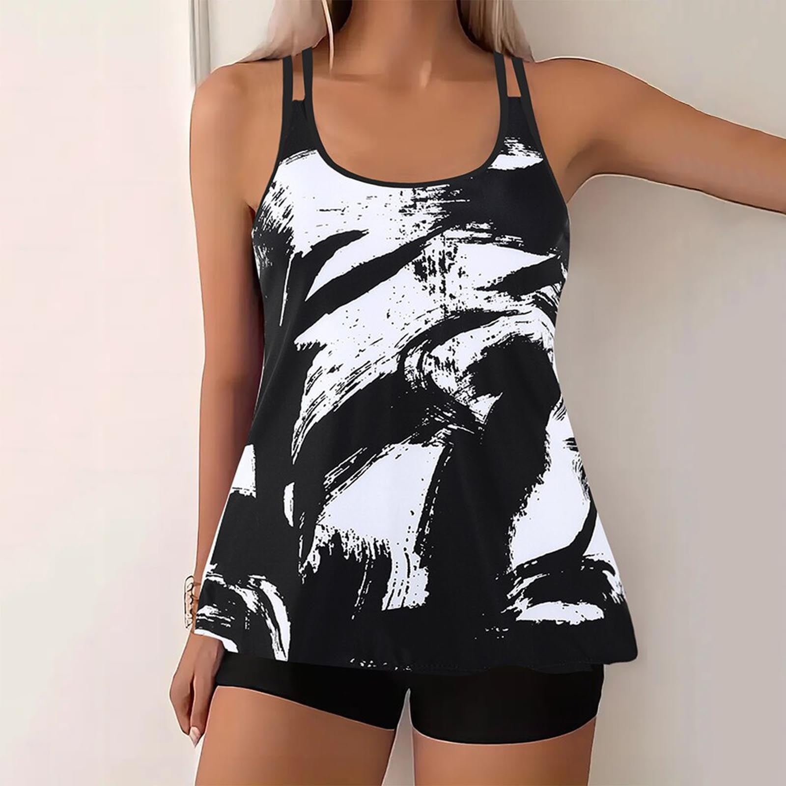 Karight Womens Tankini Swimsuit Plus Size Two Piece Bathing Suit Flowy Swim Tops with Boy Shorts 2026 Modest Swimwear