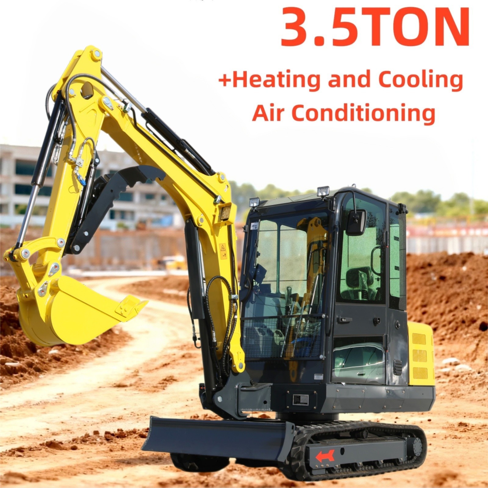 3.5Ton Mini Excavator 25HP Kubota V1505 w/ Swing Boom 4-Cylinder TX CA NJ USA