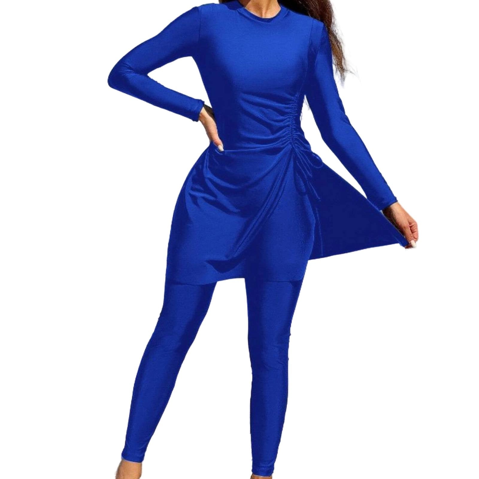Ahdbta Women’s Two Piece Rash Guard Long Sleeve Swimsuits UPF 50+ Swim Shirt with Long Pants Bottom Surfing Bathing Suit