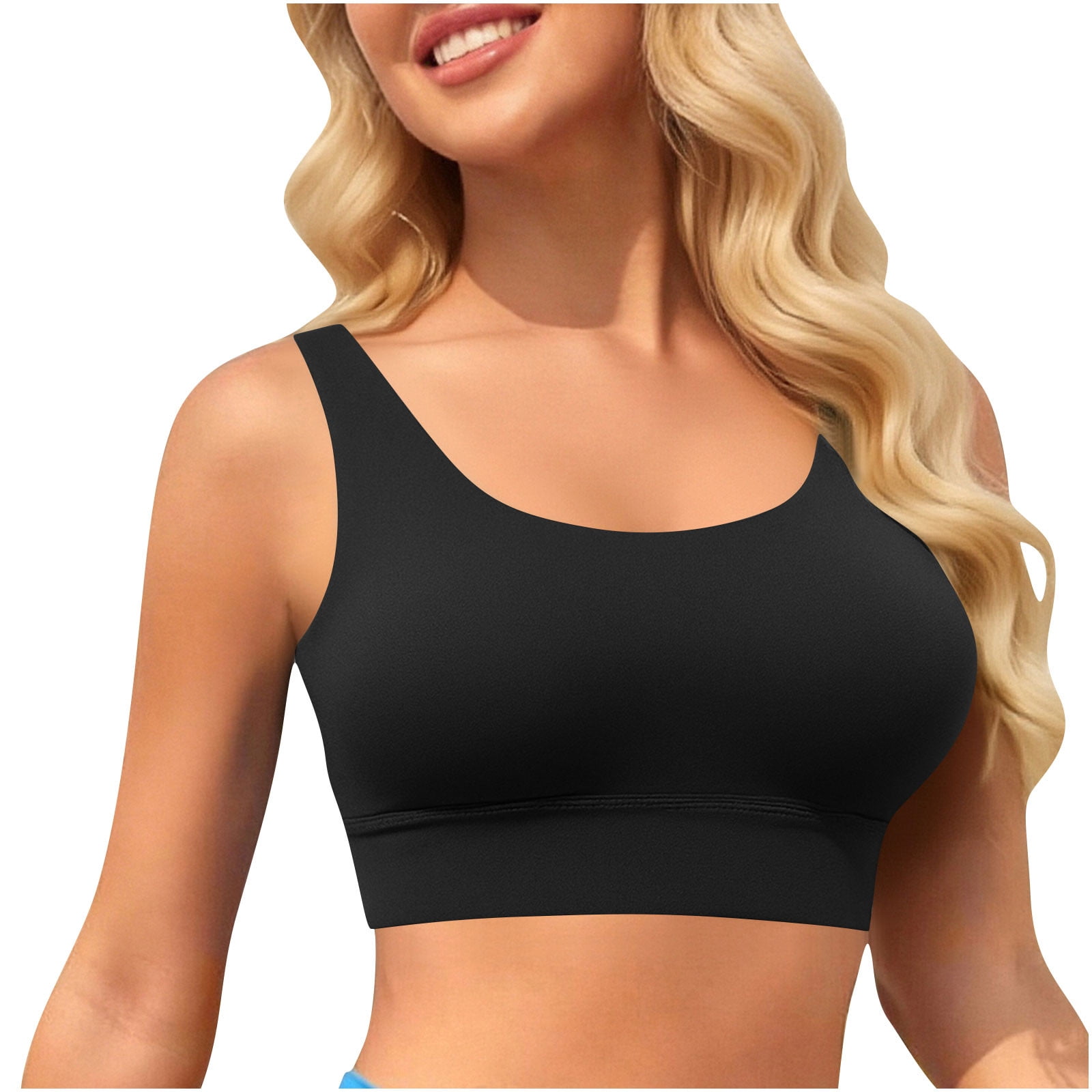 Plcasen Women Sports Bra Swim Tops Crop Bikini Top Supportive Padded Bathing Suit Top Swimwear