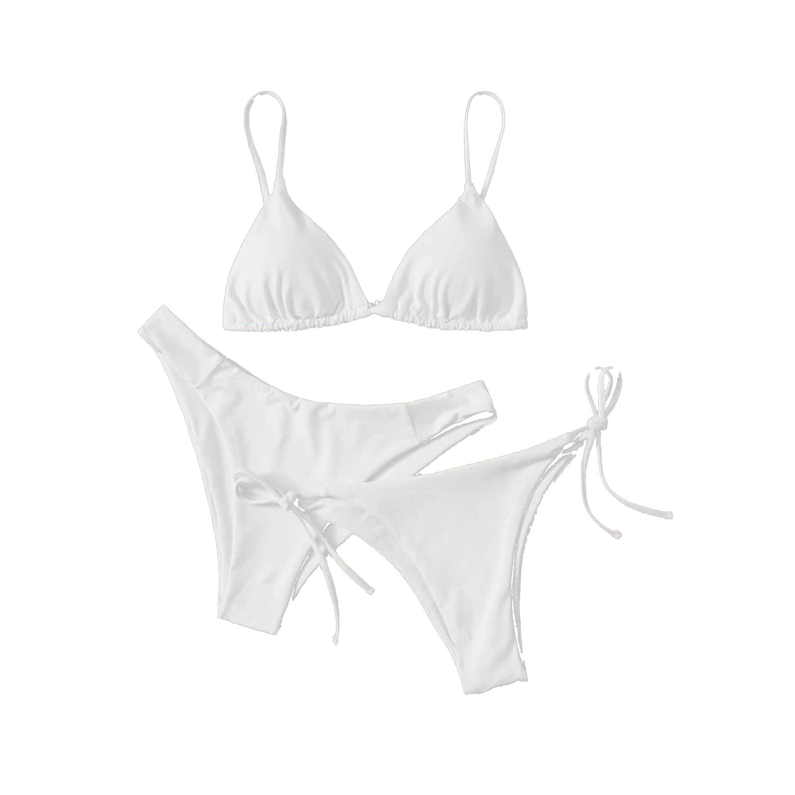 JSGEK Women’s Tie Detail Triangle Bikini Set Versatile Design Lightweight Material Beach Vacation Wear White L