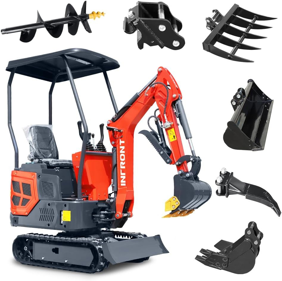 1.4 Ton Mini Excavator w/Attachments B&S Engine Hydraulic Thumb Compact Crawler