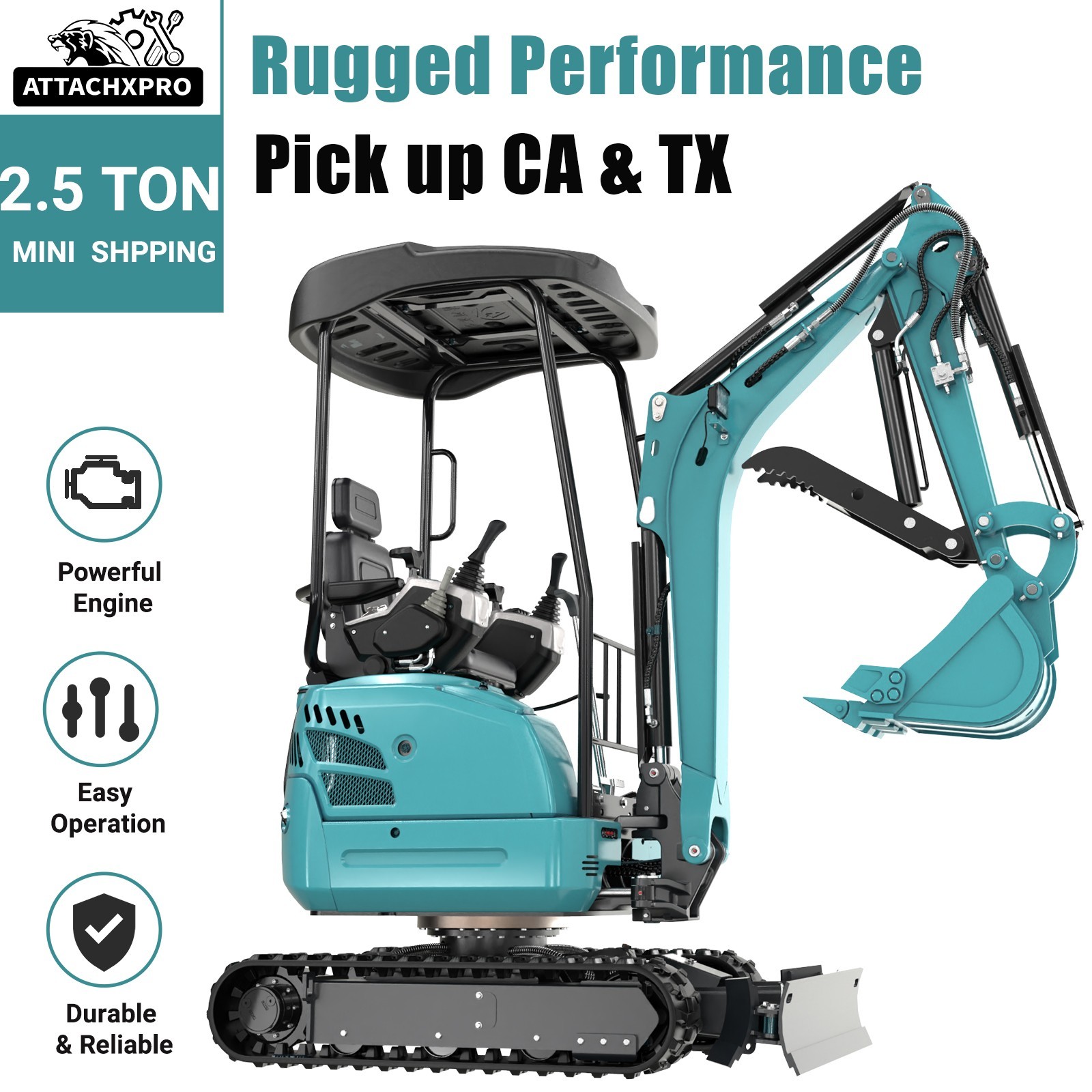 2.5 Ton Mini Excavator Kubota D902 Diesel EPA Expandable Tracks Side Swing