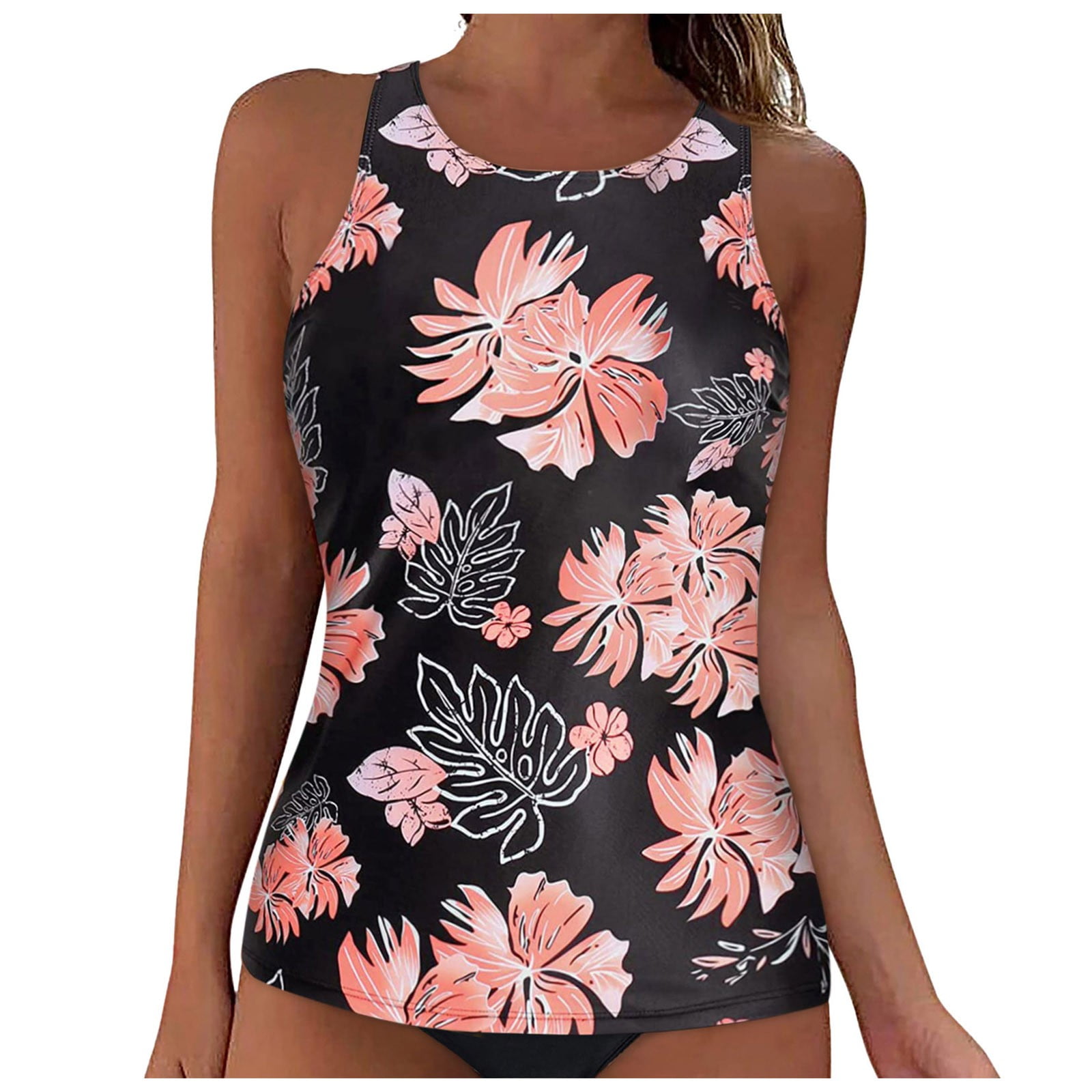 Women’s Halter High Neck Tankini Top Backless Key Hole Bathing Suits Tummy Control Plus Size Swimsuits Swim Top Only