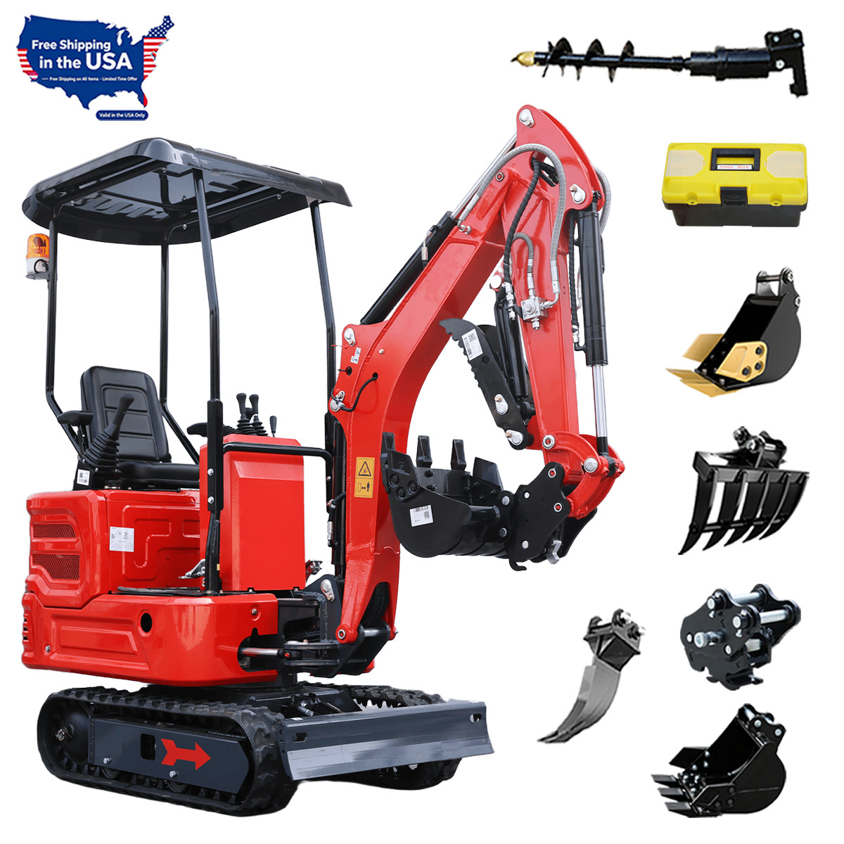 Kubota 1.4 Ton Mini Excavator Pilot Control Diesel Side Swing CW + Attachments