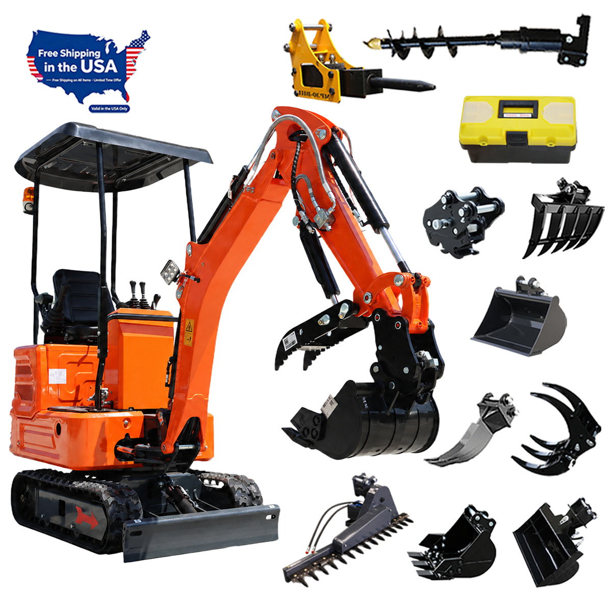 1.4Ton Mini Excavator 13.5HP B&S Gas Power Side Swing Pilot w/ Attachment Kits