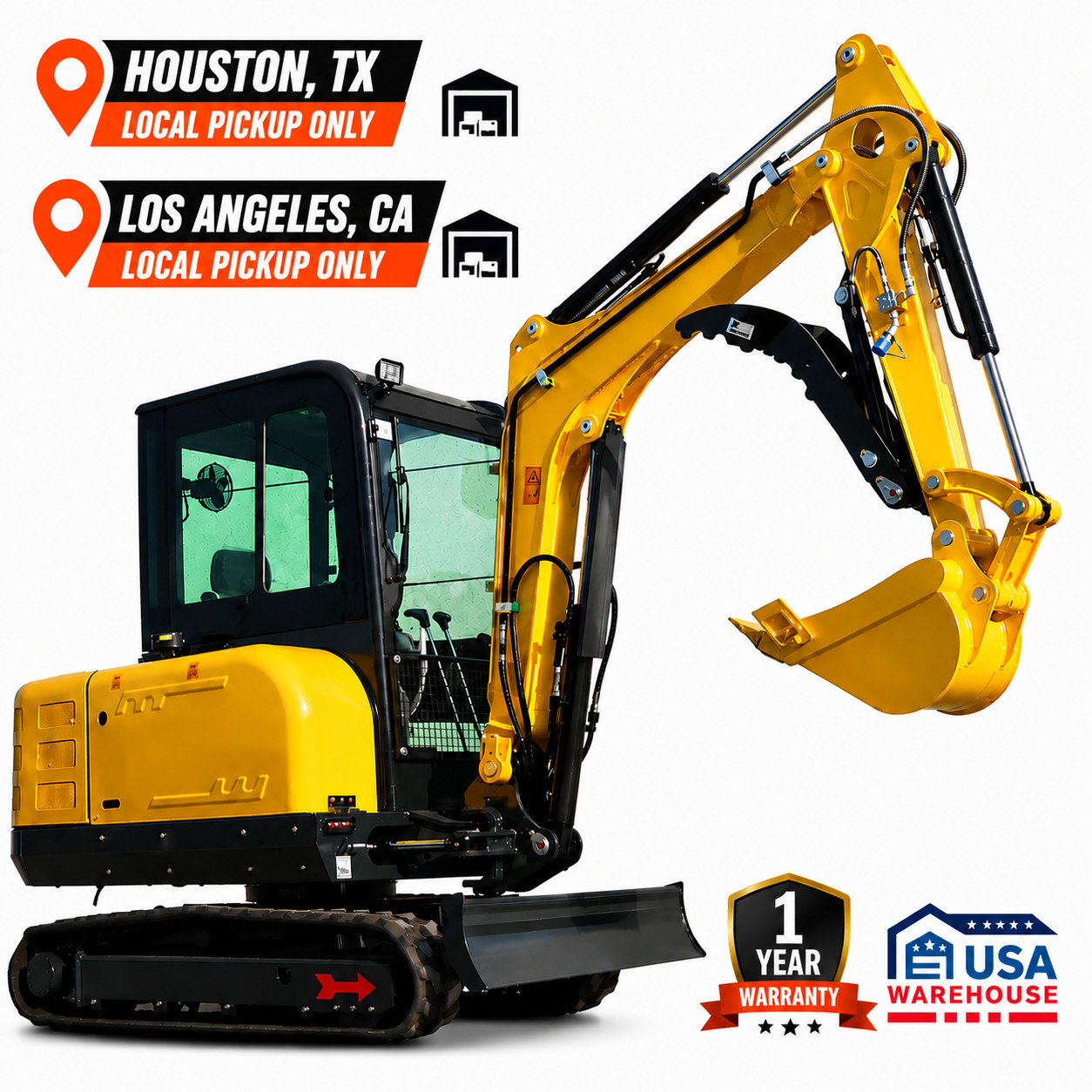 3.5 Ton Mini Excavator Kubota V1505 Side Swing Hydraulic Thumb Cab AC USA STOCK