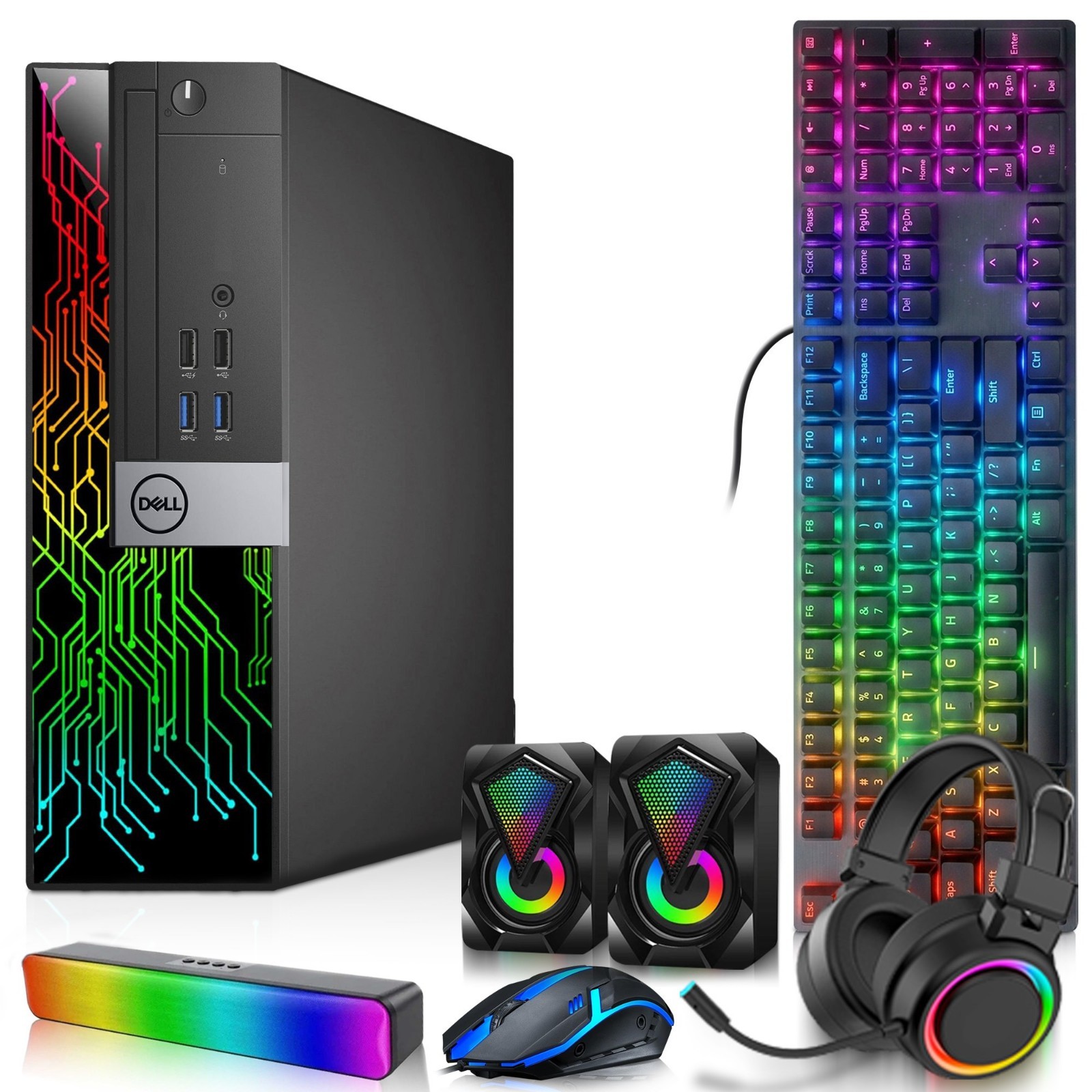 Dell RGB Gaming Desktop i5-8th 32GB 1TB SSD AMD RX-550 RGB-KB&M Wi-Fi Windows 11