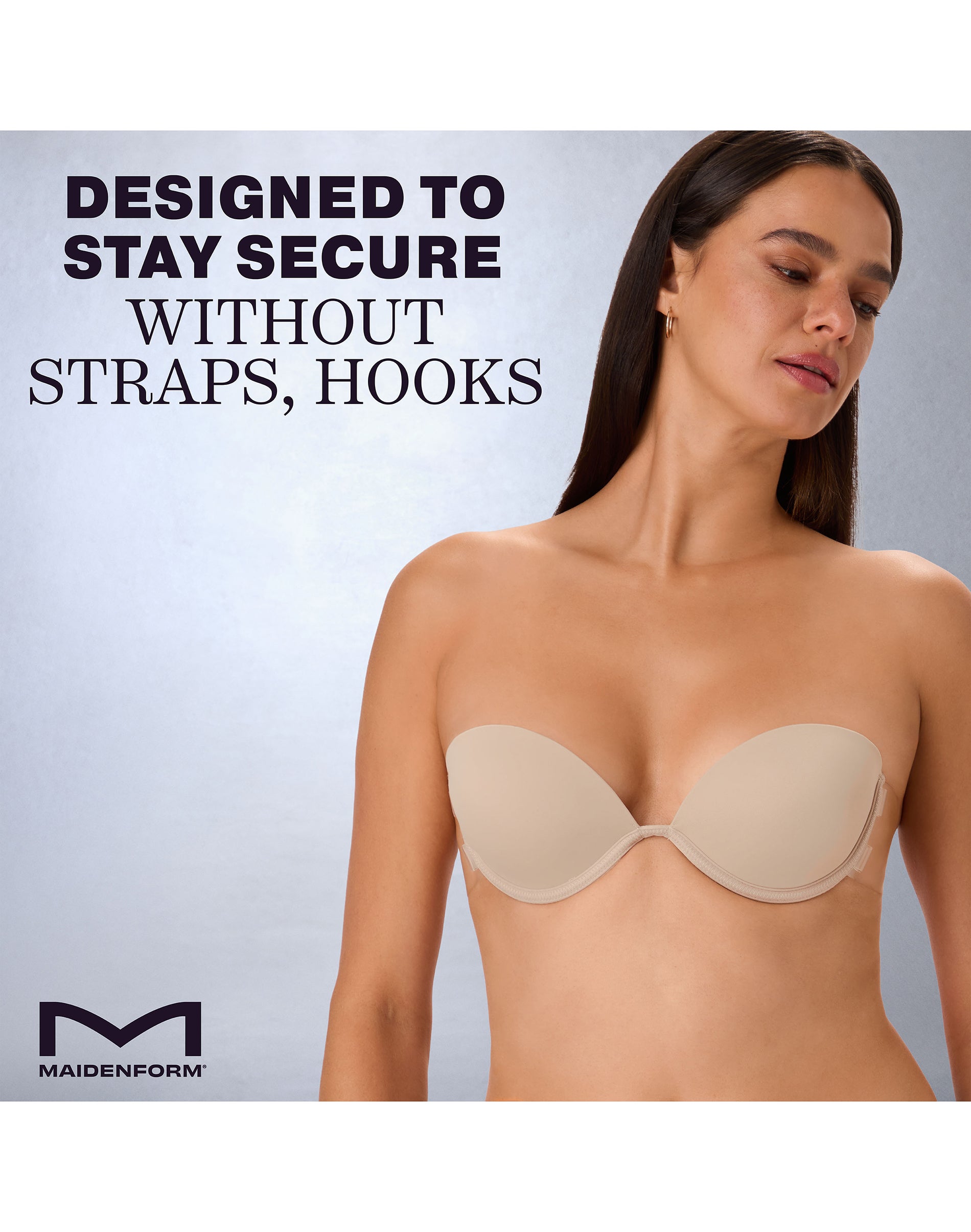 Maidenform Push-Up Adhesive Bra – Wireless & Reusable – Backless Strapless – No-Show & Smooth Almond 2 Women’s