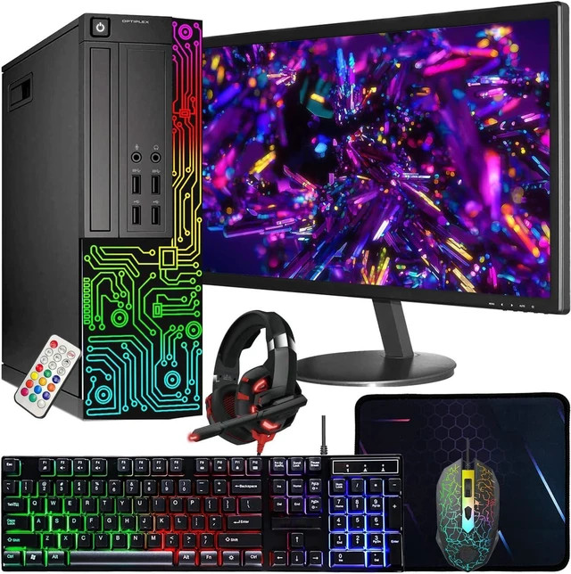 Dell OptiPlex Desktop Intel i5 16GB RAM 512GB SSD 24 in Monitor Headset W10 Pro