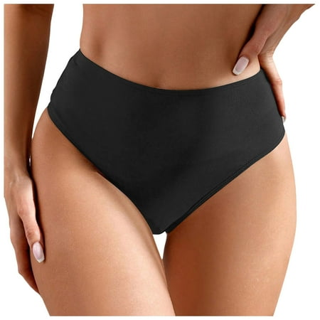 Kedxroy Women’s Swim Bottom High Waist Retro Basic Full Coverage Bikini Tankini Swimsuit Briefs-Black,M