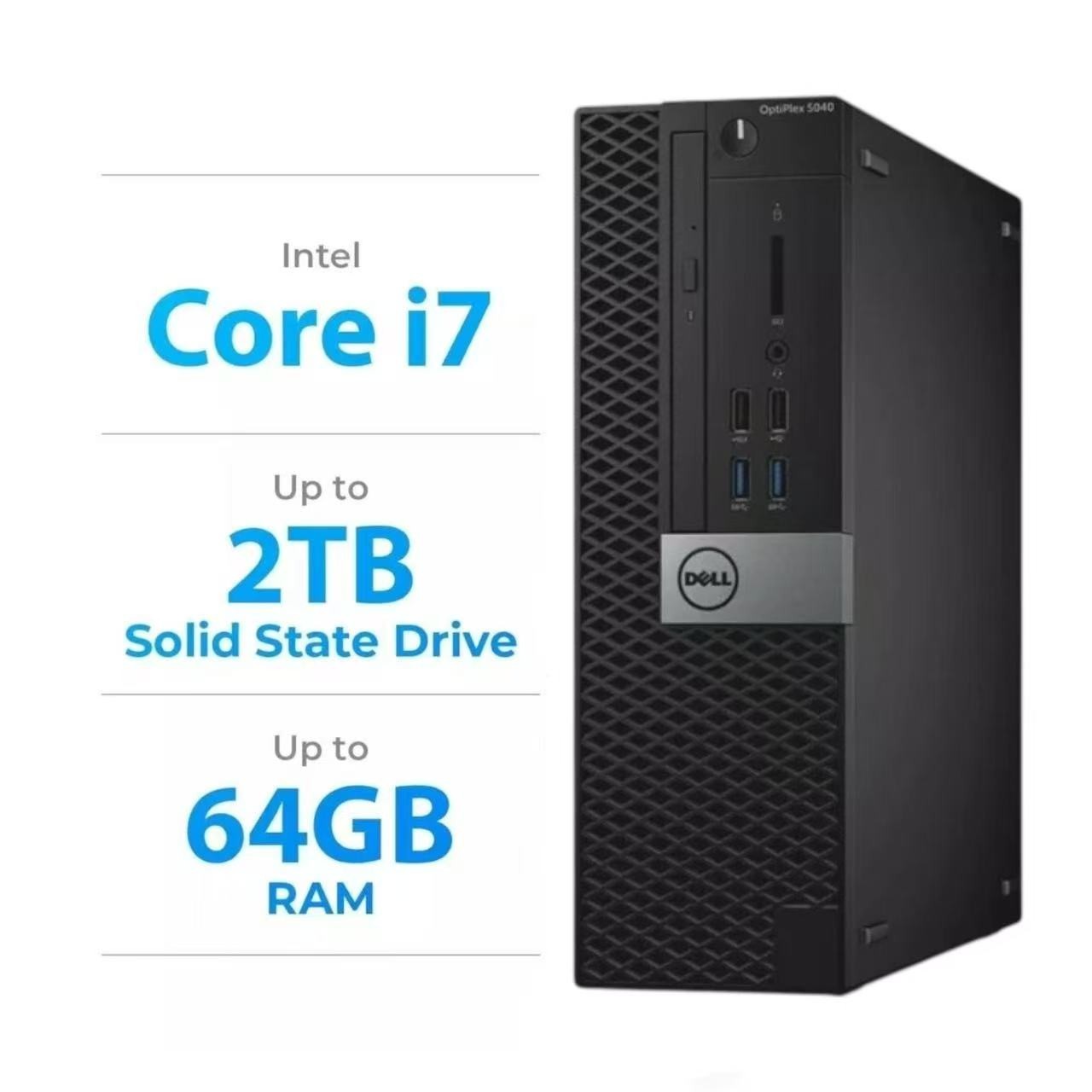 Dell Desktop Computer PC i7-6 th , up to 64GB RAM 2TB SSD, Win11 , WIFI
