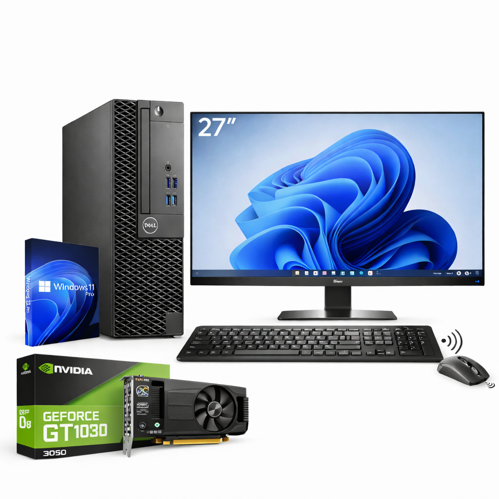 Dell OptiPlex 3060 SFF Intel i7 GTX 1030 64GB RAM 4TB NVMe SSD 27″ Win 11 Pro